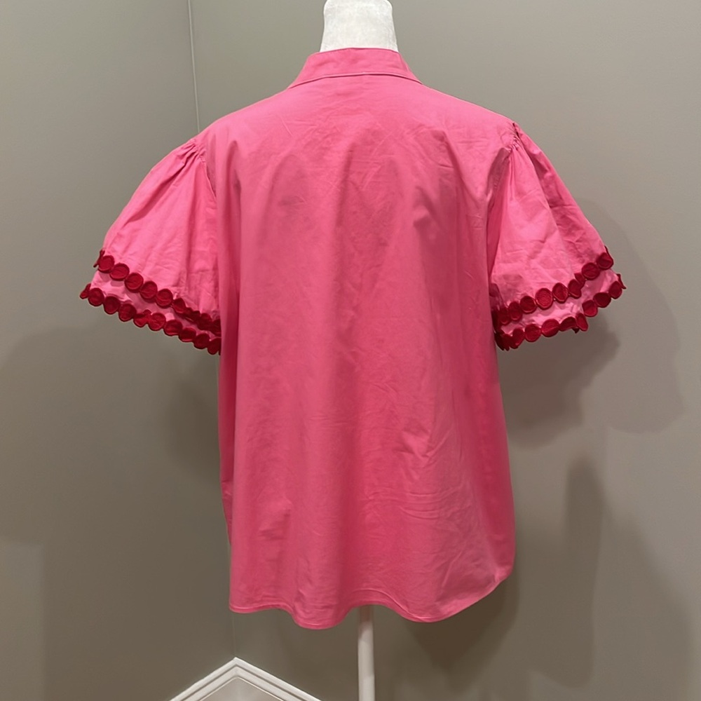 Flying Tomato Button Down Pink Red Blouse Top Size Large - Picture 3 of 6